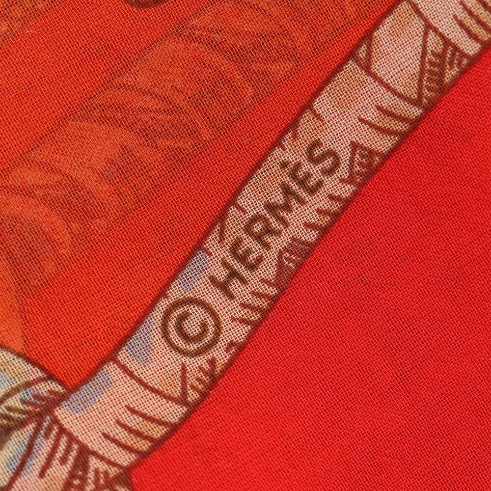 HERMES Red Silk Scarf - Picture 3 of 7